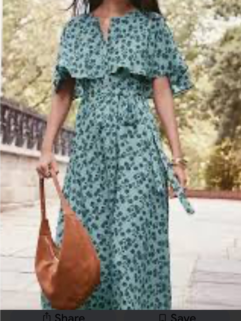 LOFT Teal Floral Ruffle Maxi Dress